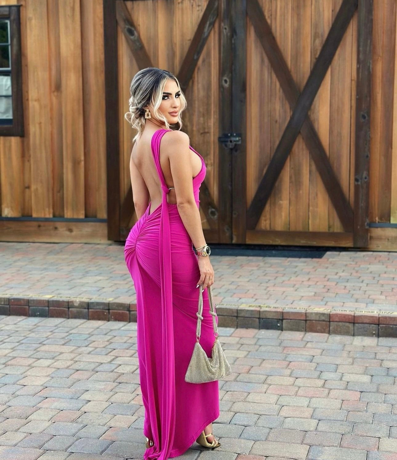 Vestido rosa backless
