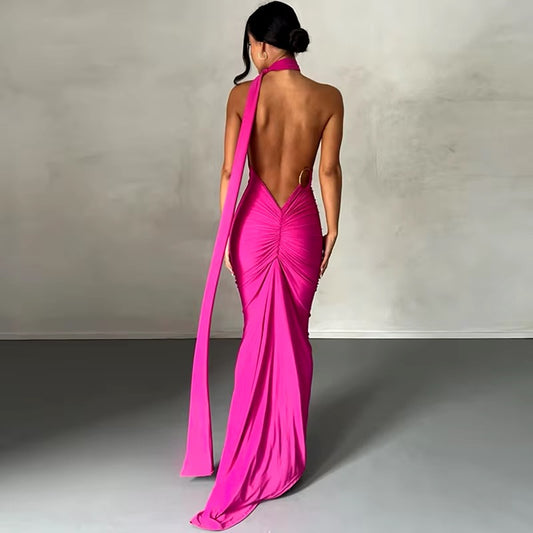 Vestido rosa backless